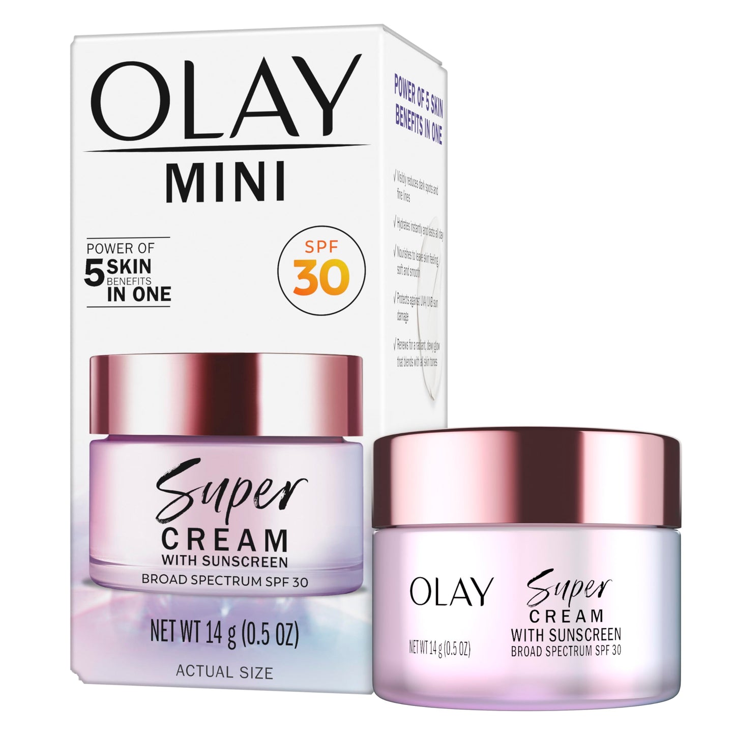 Olay Super Cream with Sunscreen SPF 30, Trial Size, Lightweight Face Moisturizer with Sun Protection, 5-in-1 Skin Care Benefits - Hydrating Beauty & Personal Care Olay