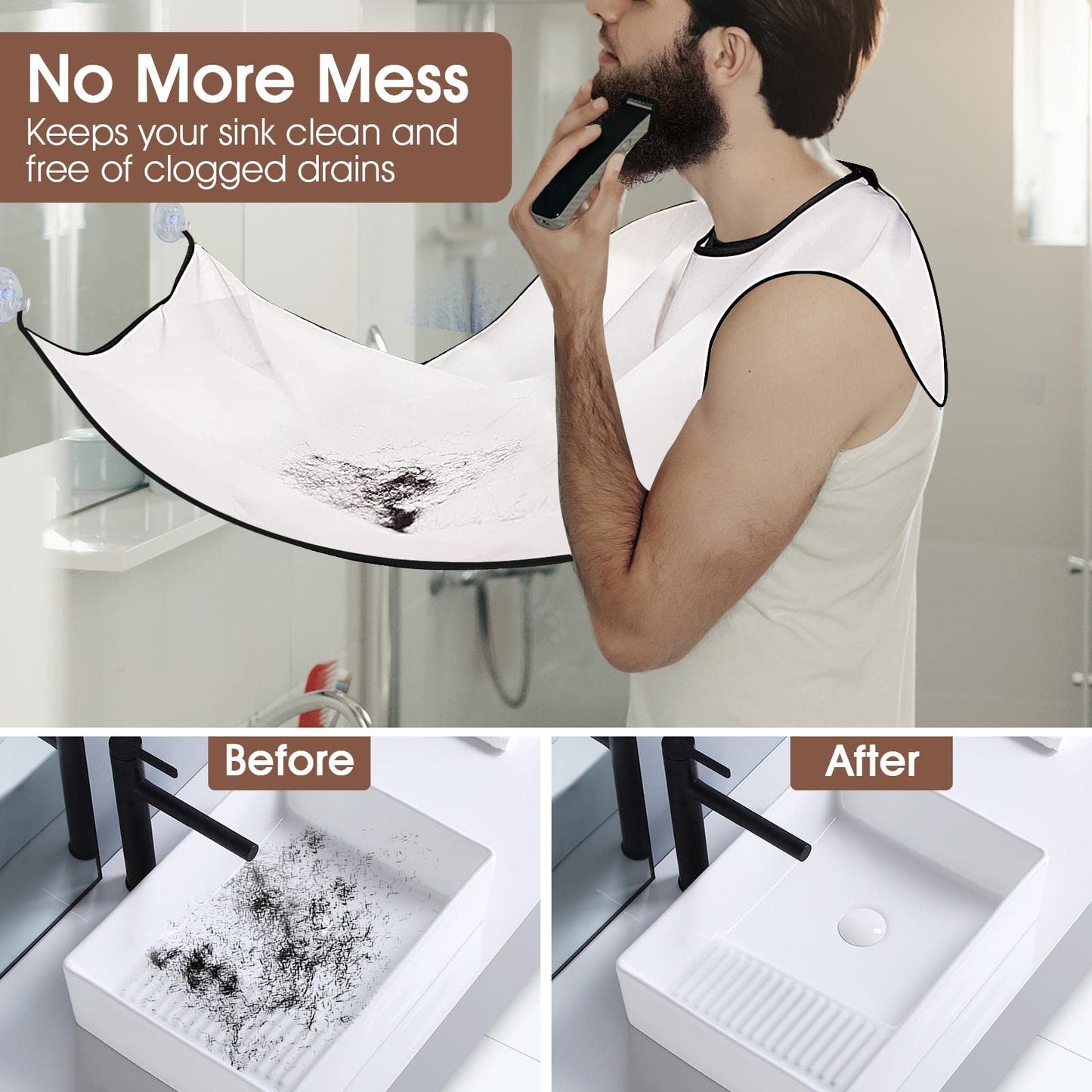 Father's Day Gifts from Daughter Son Wife, Beard Bib Hair Catcher for Sink, Beard Cape Trimming Catcher, Gifts for Men Dad Husband, Waterproof Beauty and Personal Care GOOTON