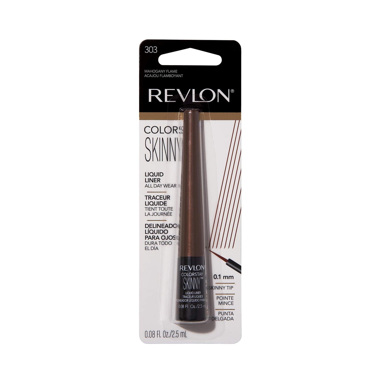 Revlon Skinny Liquid Eyeliner, ColorStay Eye Makeup, Waterproof, Smudge-proof, Longwearing with Ultra-Fine Tip, Mahogany Flame, 0.08 oz Beauty & Personal Care REVLON