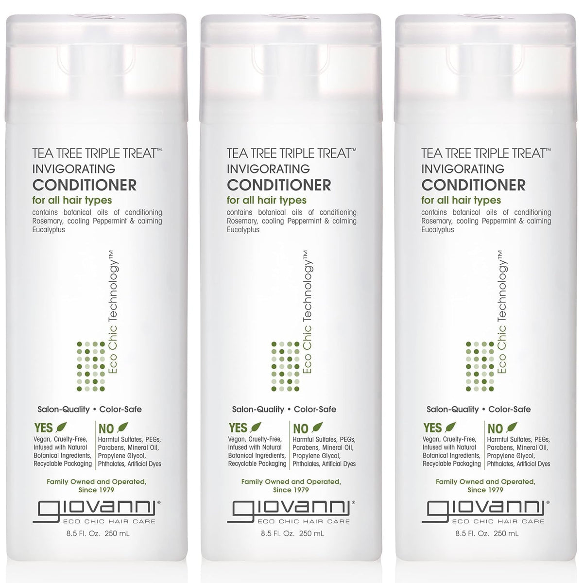 GIOVANNI Tea Tree Triple Treat Invigorating Conditioner, 8.5 oz (3 Pack)