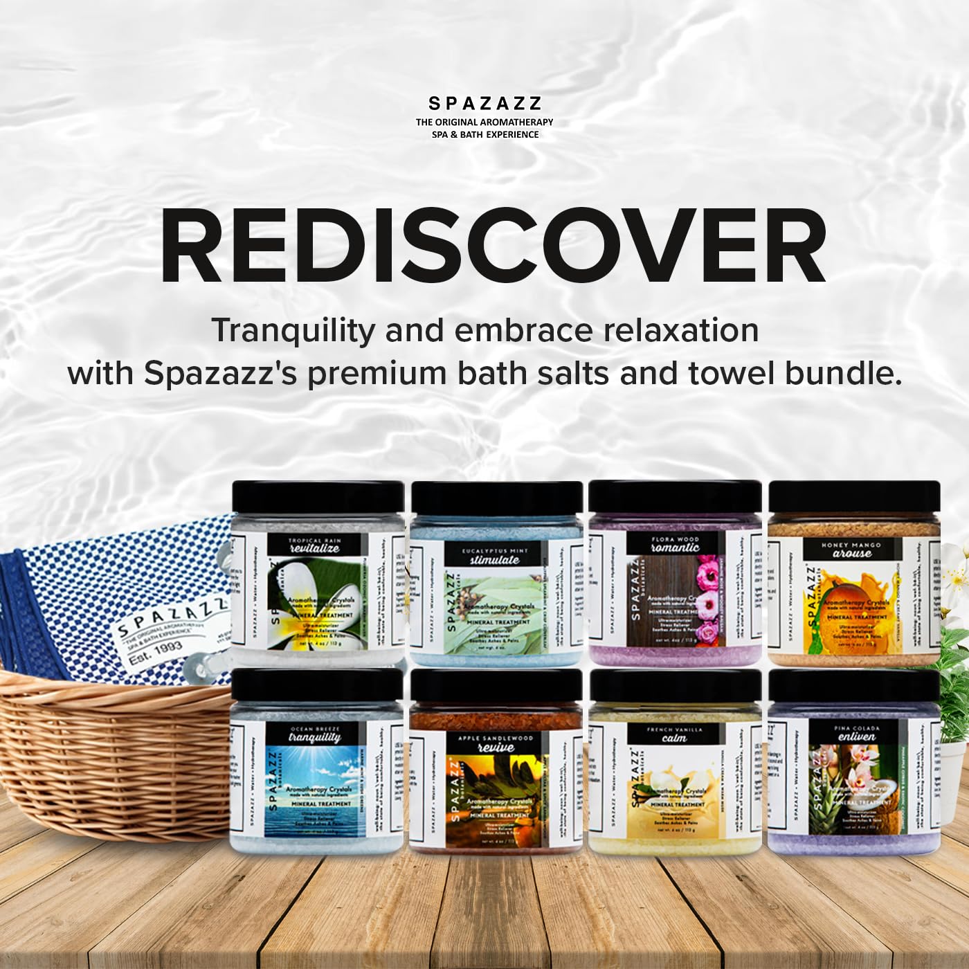 Hot Tub Aromatherapy Bath Salt 8-Pack Botanicals Bundle (4oz) - Apple Sandalwood, French Vanilla, Flora Wood, Ocean Breeze Pina Colada, Honey Beauty and Personal Care Spazazz