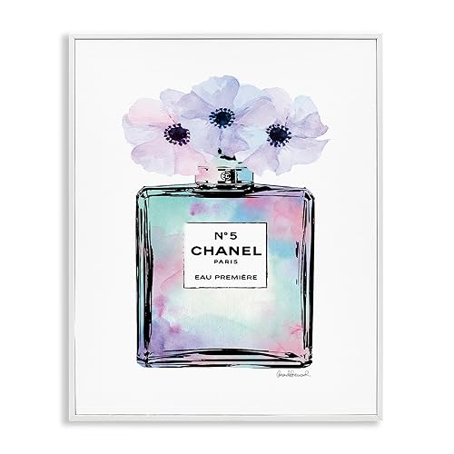 Stupell Industries Purple Flower Perfume Glam Fashion, Design by Amanda Greenwood White Framed Wall Art, 11 x 14, Blue,aa-536_wfr_11x14 Beauty & Personal Care Stupell Industries