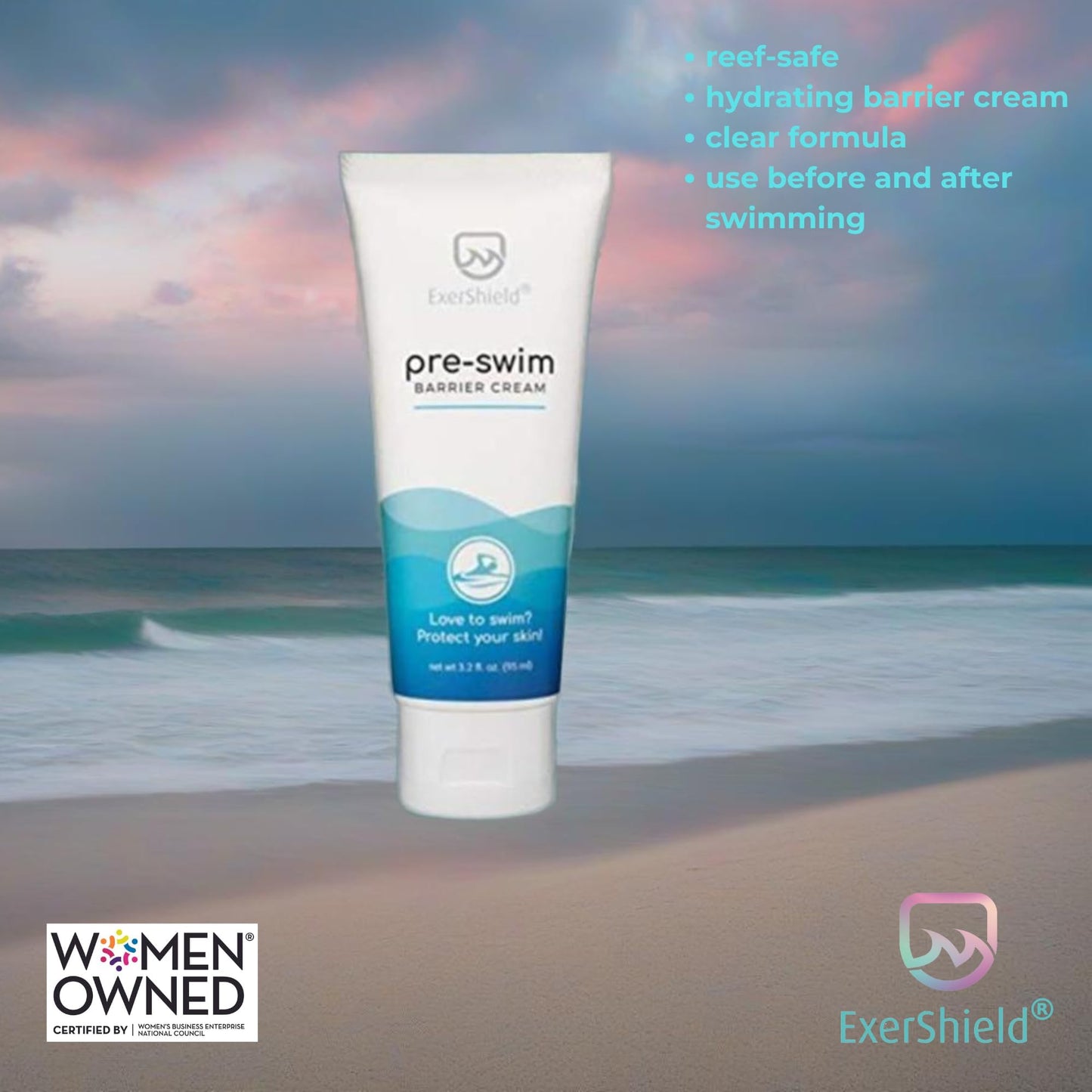Exershield Pre-Swim Lotion -Barrier Cream for Swimmers - Protects Skin from the drying and itchy effects of pool and spa water Beauty & Personal Care Exershield