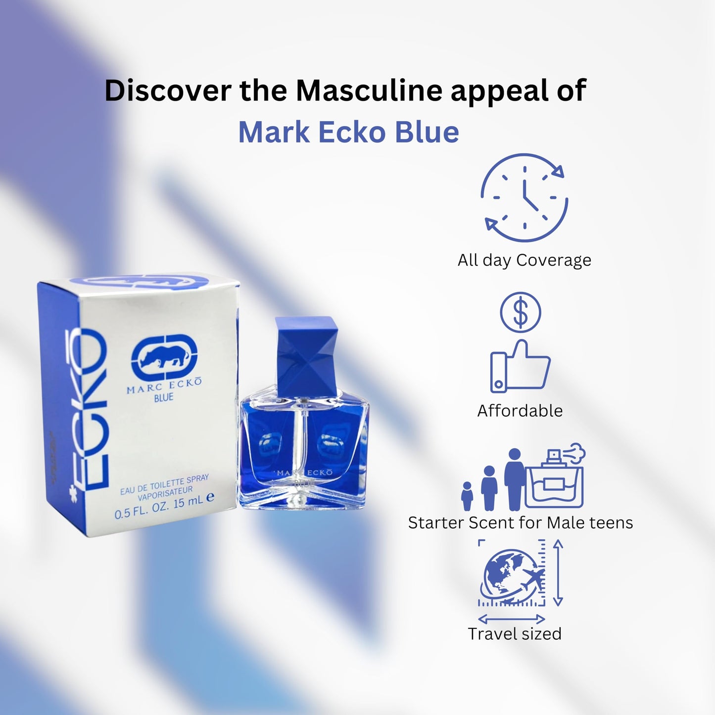 Marc Ecko Blue Perfume for Men Mini EDT Travel Spray 0.5 Ounce Beauty & Personal Care Marc Ecko