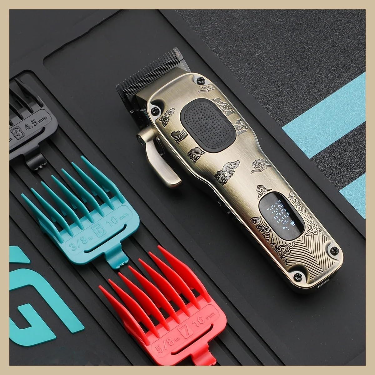 QDKVTNDJZ Mens Hair Clippers, Trimmer Professional Cut Machine Electric Barber Adjustable LED Vintage Metal for Men Beauty and Personal Care QDKVTNDJZ