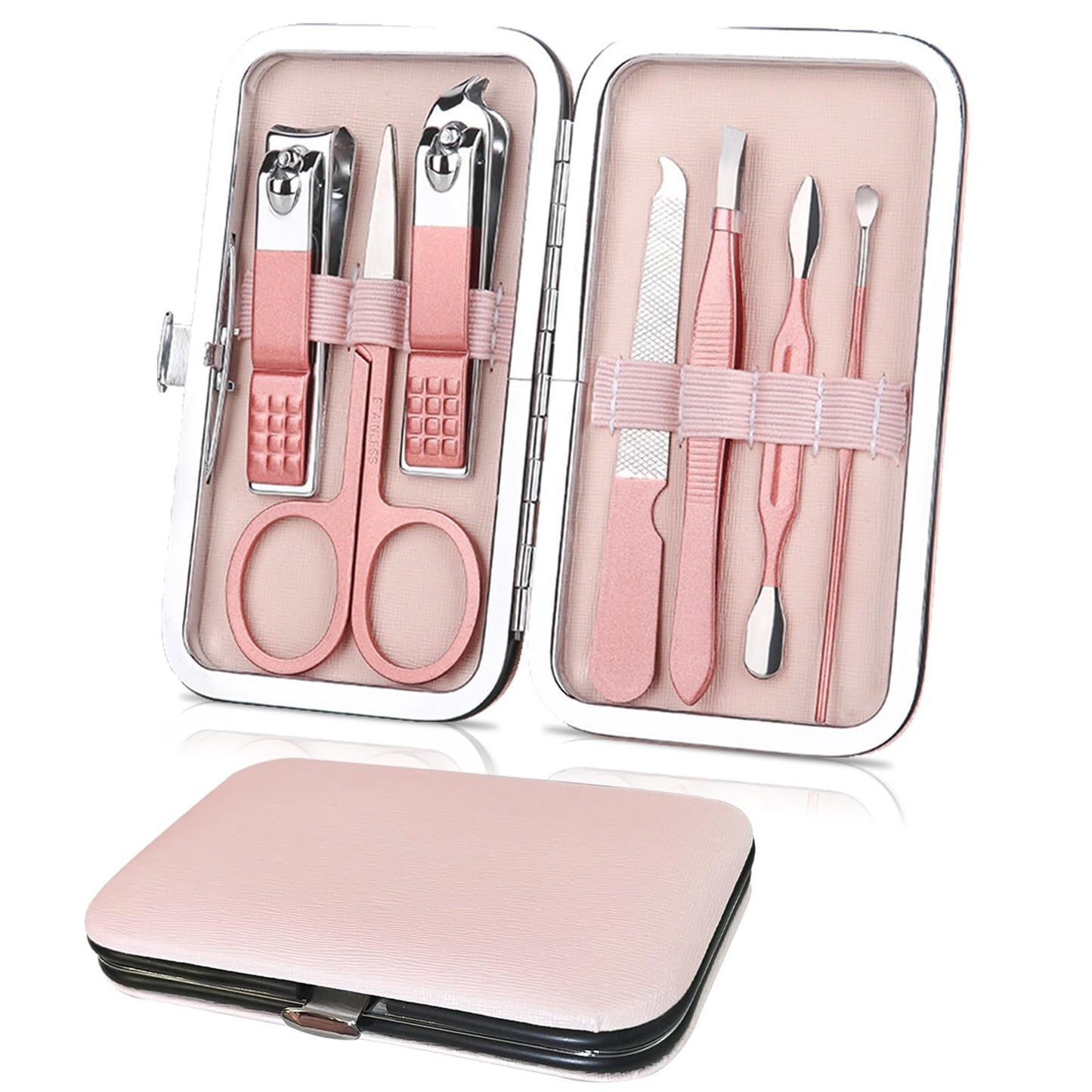 WOXVM Premium Manicure Set, 7 in 1 Professional Nail Clippers Scissors Pedicure Kit, Stainless Steel Cuticle Nail Care Tools with Luxurious Travel Beauty and Personal Care WOXVM