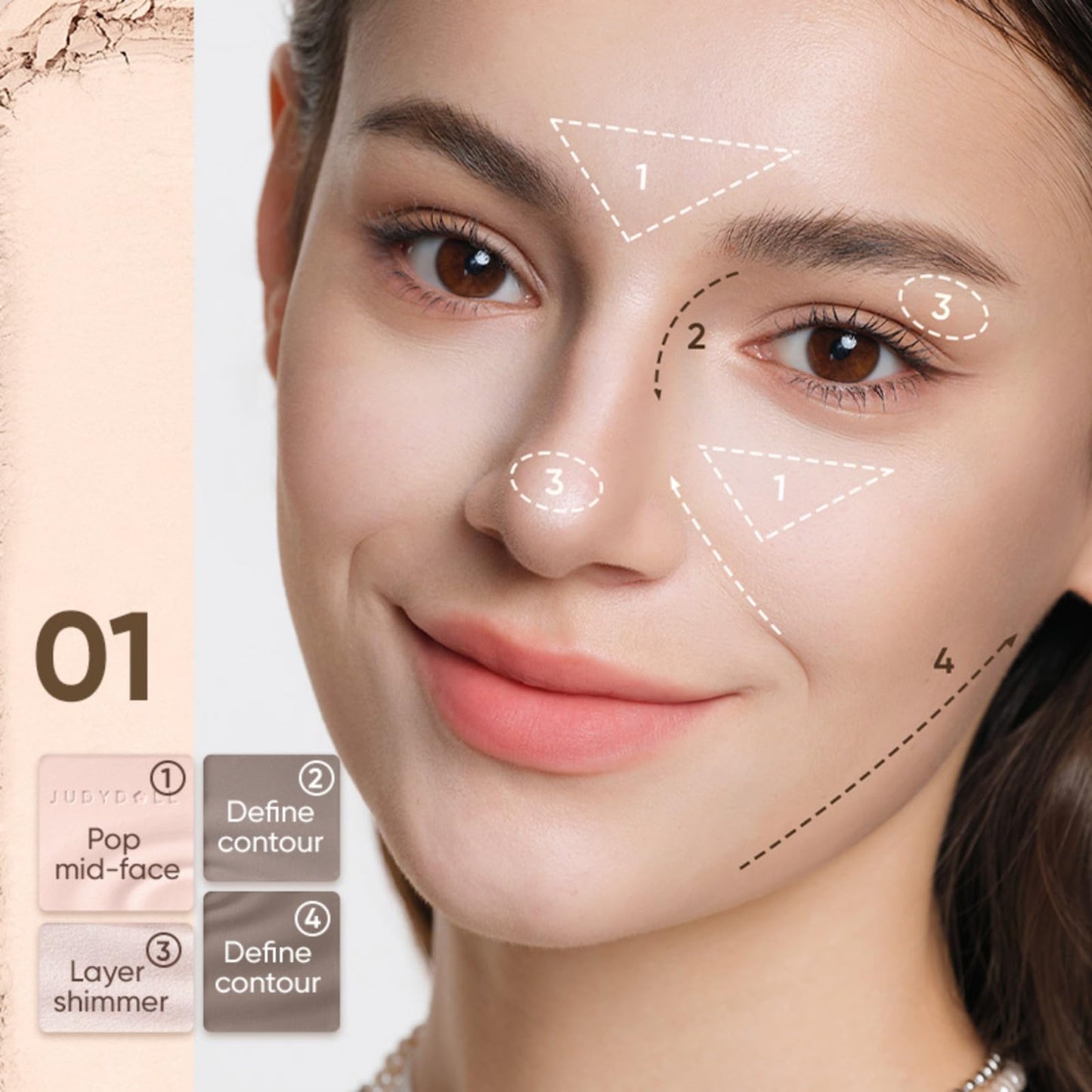 JUDYDOLL Highlight & Contour Palette, All-in-One Matte Highlighter Contour Compact, Natural Brightening Finish for Cool Fair & Olive Skin (01 Wave Beauty and Personal Care JUDYDOLL