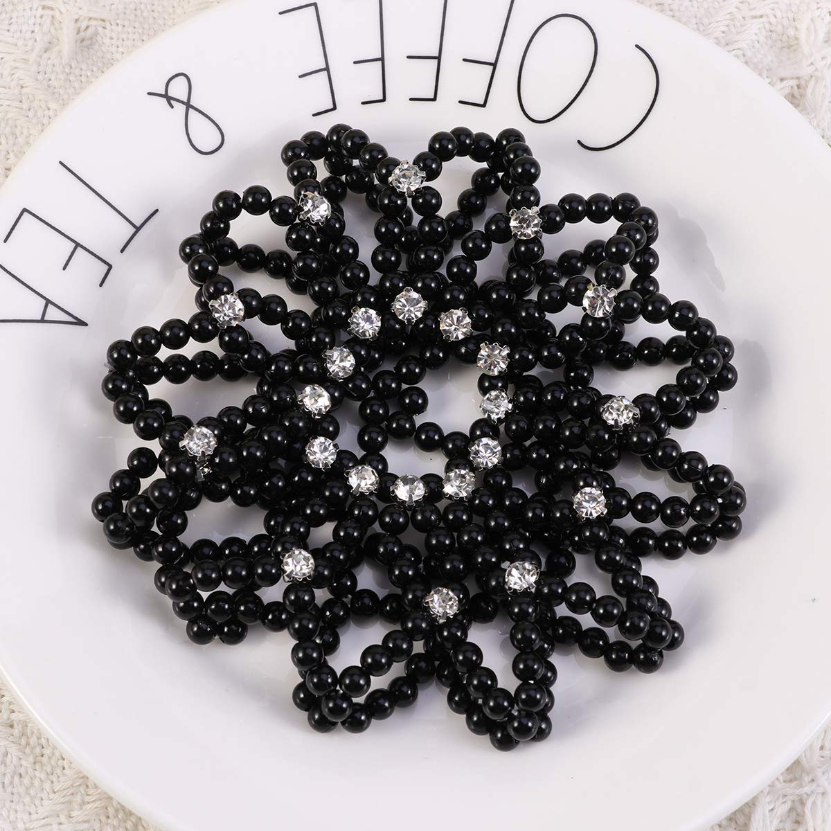 Beaupretty Pearl Hair Snood Elastic Crochet Hair Net with Pearl Decor Bun Cover for Ballet Dance Gymnastics Performance Party Handmade Accessory for
