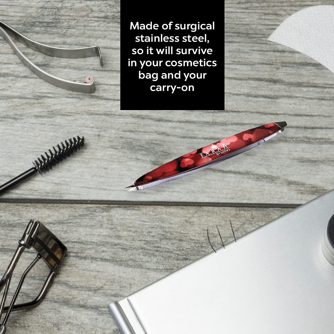 F.A.R.A.H Z-Tweeze Professional Stainless Steel Dual Ended Precision Tweezers - Heart Collection (Red Heart to Heart) Beauty and Personal Care F.A.R.A.H