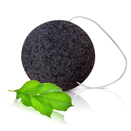 This Hippie Girl | Konjac Exfoliating Organic Facial Sponge | Plant Based Gentle Exfoliating Face Scrubbie | Acne Control Sponge | Charcoal Black Beauty & Personal Care Boho Aromatic