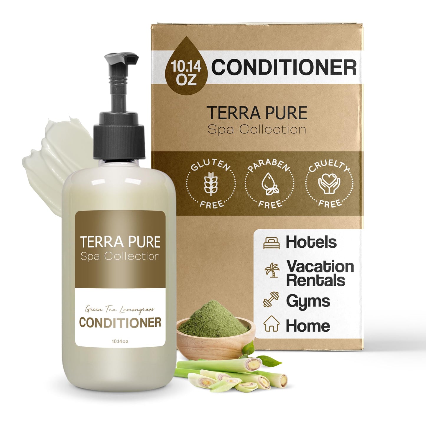 Terra Pure Conditioner | Spa Collection | Hotel Amenities in Pump Bottle | 10.14 oz. / 300 ml (Single Bottle) Beauty & Personal Care Terra Pure
