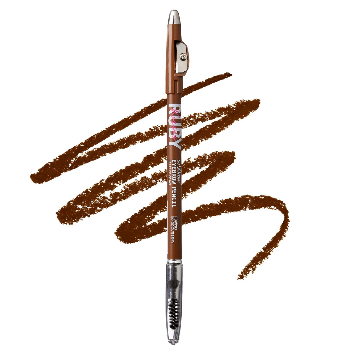 Ruby Kisses GoBrow Eyebrow Pencil, Sharpenable, Longwear, Long Lasting Eyebrow Wooden Pencil for Natural-Looking Brows 6 PACK (Chocolate Brown)