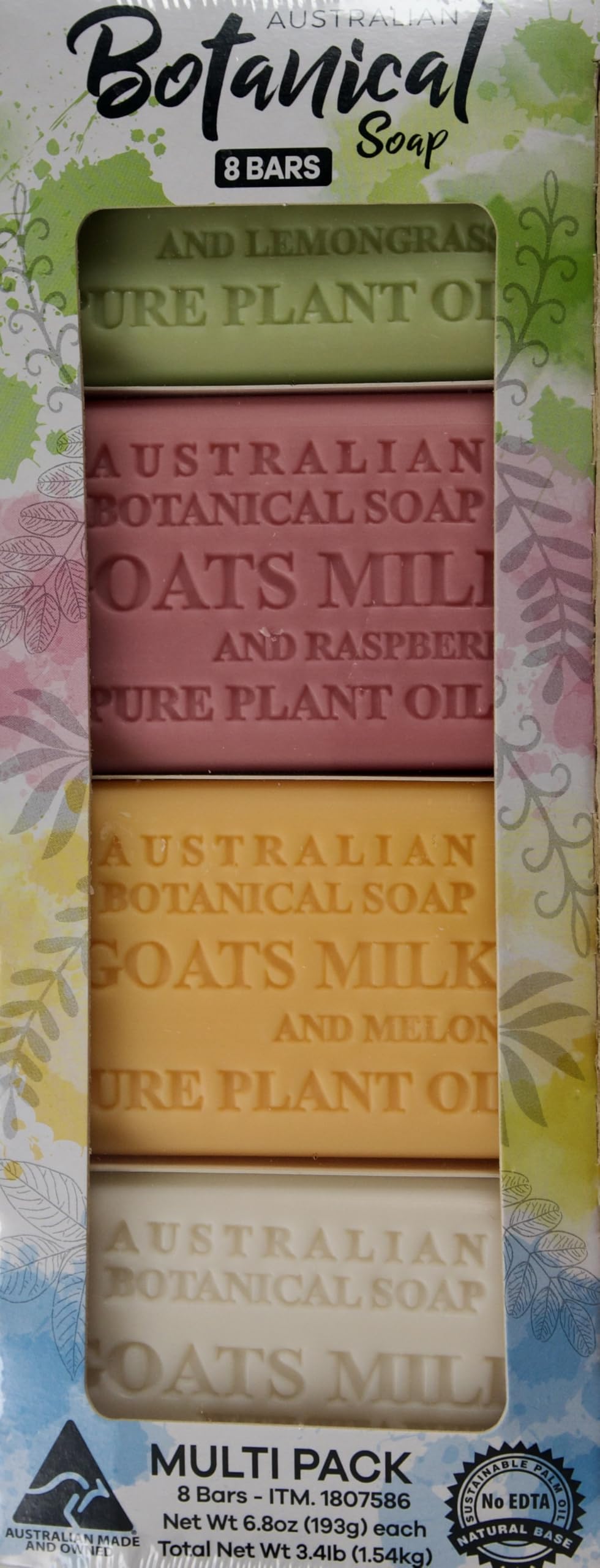 Australian Botanical Soap Multipack, Goat's Milk Oat's Milk, Lemongrass Raspberry Melon, 8 Bars Beauty & Personal Care Australian Botanical Soap