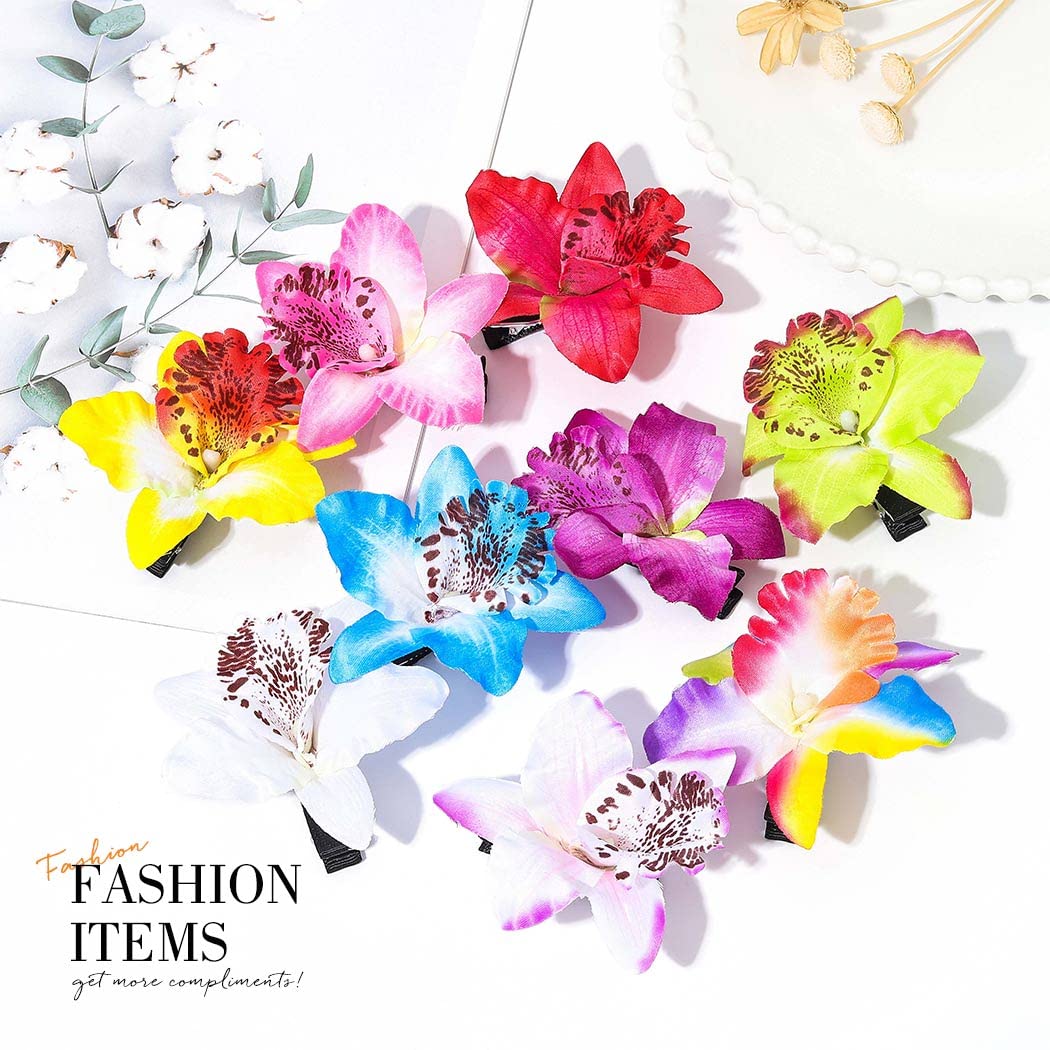 BARTOSI Flower Hair Clips Hawaiian Floral Hair Clip Tropical Beach Hair Accessories for Women and Girls (Pack of 9) Beauty & Personal Care BARTOSI