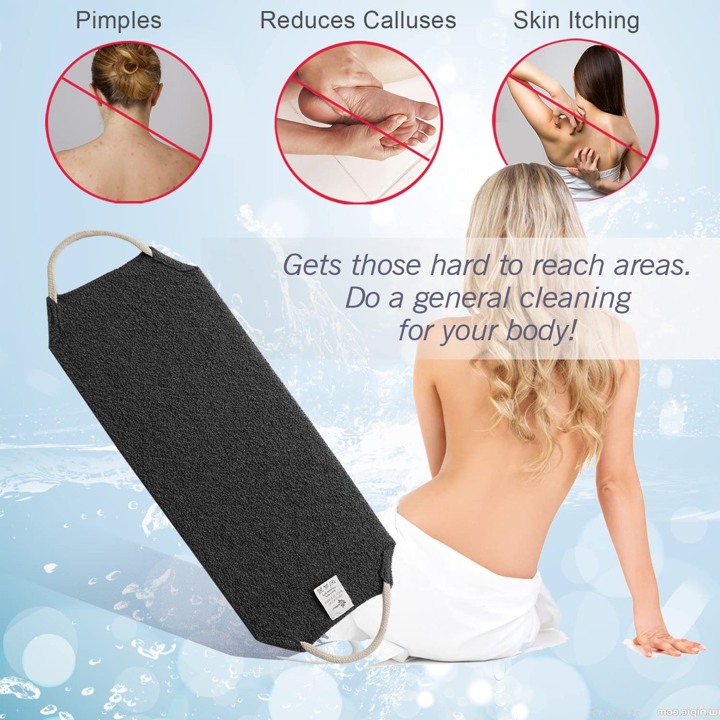 Evridwear Exfoliating Back Scrubber with Handles Two Sides for Body Shower Deep Cleans Skin Massages Invigorating Blood Circulation Men Women One Size Beauty & Personal Care Evridwear