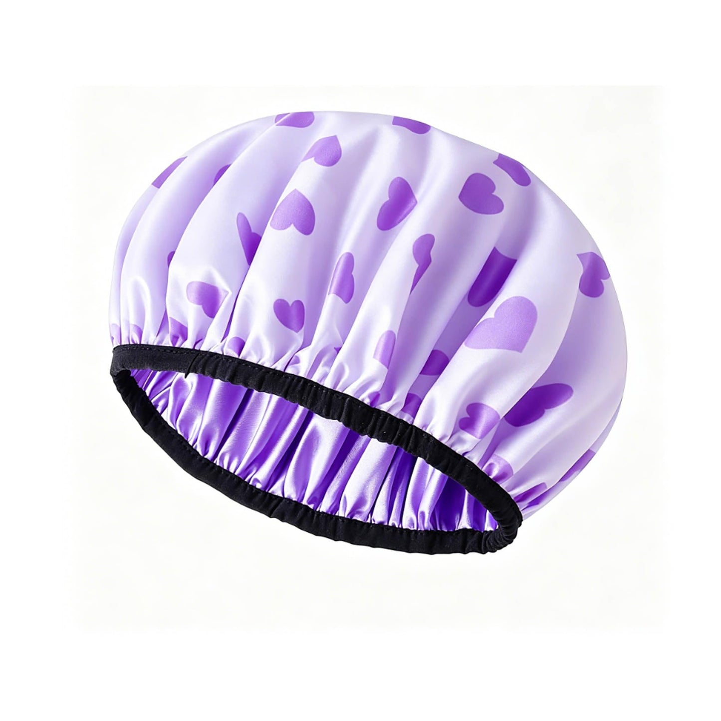 MeeShirer Heart Print Shower Cap for Women, Double Layer Waterproof EVA Bath Cap, Soft Satin Lining Protect Hair, Cute Breathable Reusable Hair Cap Beauty and Personal Care MeeShirer