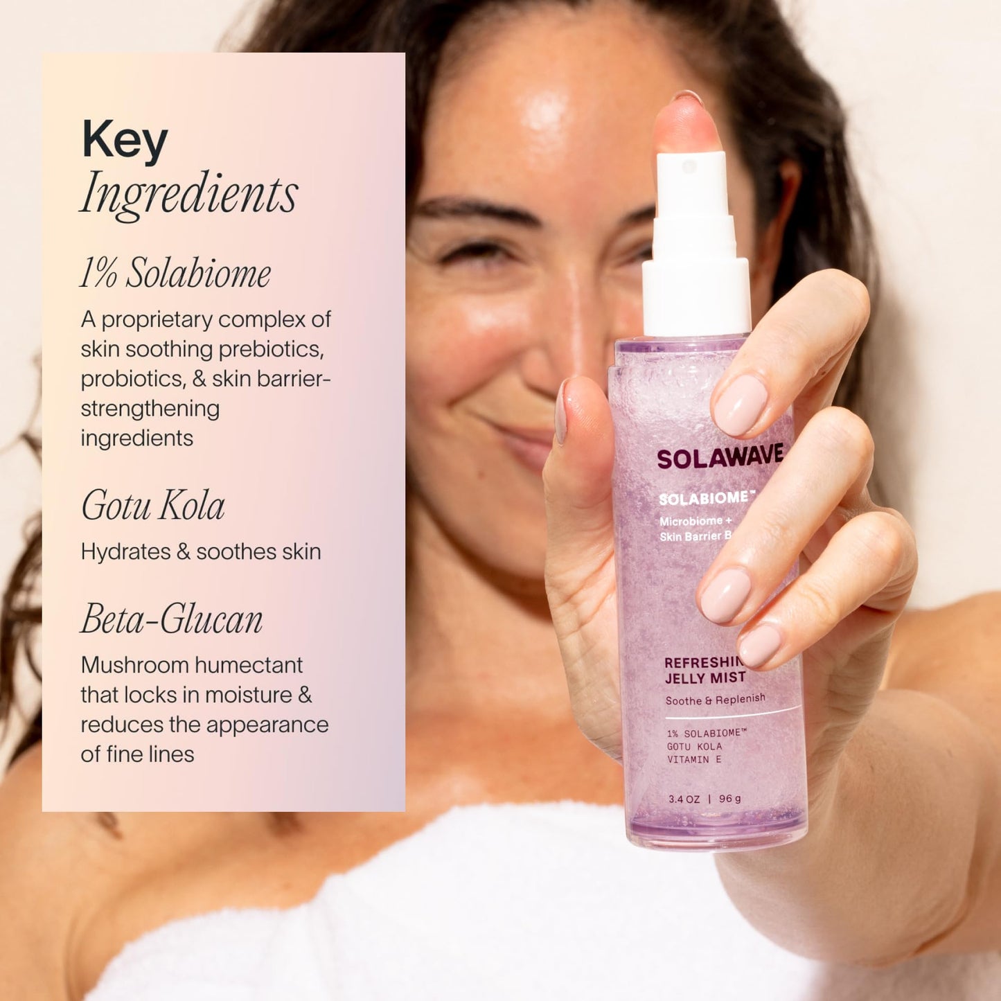 Solawave Refreshing Jelly Mist Toner with Gotu Kola, Prebiotics, Probiotics, Hydrating Pro Vitamin B5 for All Skin Types (3.4 OZ) Beauty & Personal Care Solawave