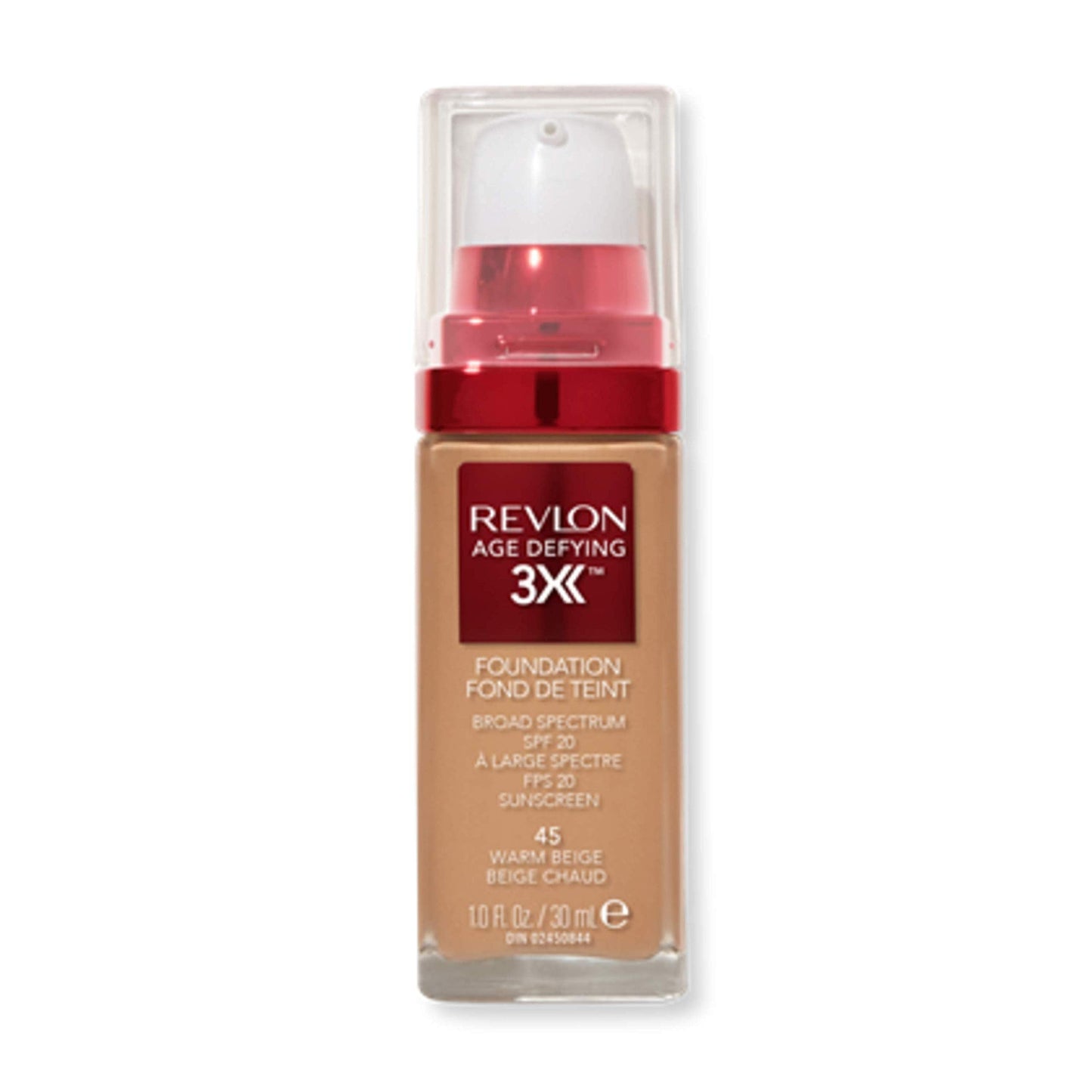 Revlon Age Defying 3X Makeup Foundation, Firming, Lifting and Anti-Aging Medium, Buildable Coverage with Natural Finish SPF 20, 045 Warm Beige, 1 fl Beauty & Personal Care REVLON