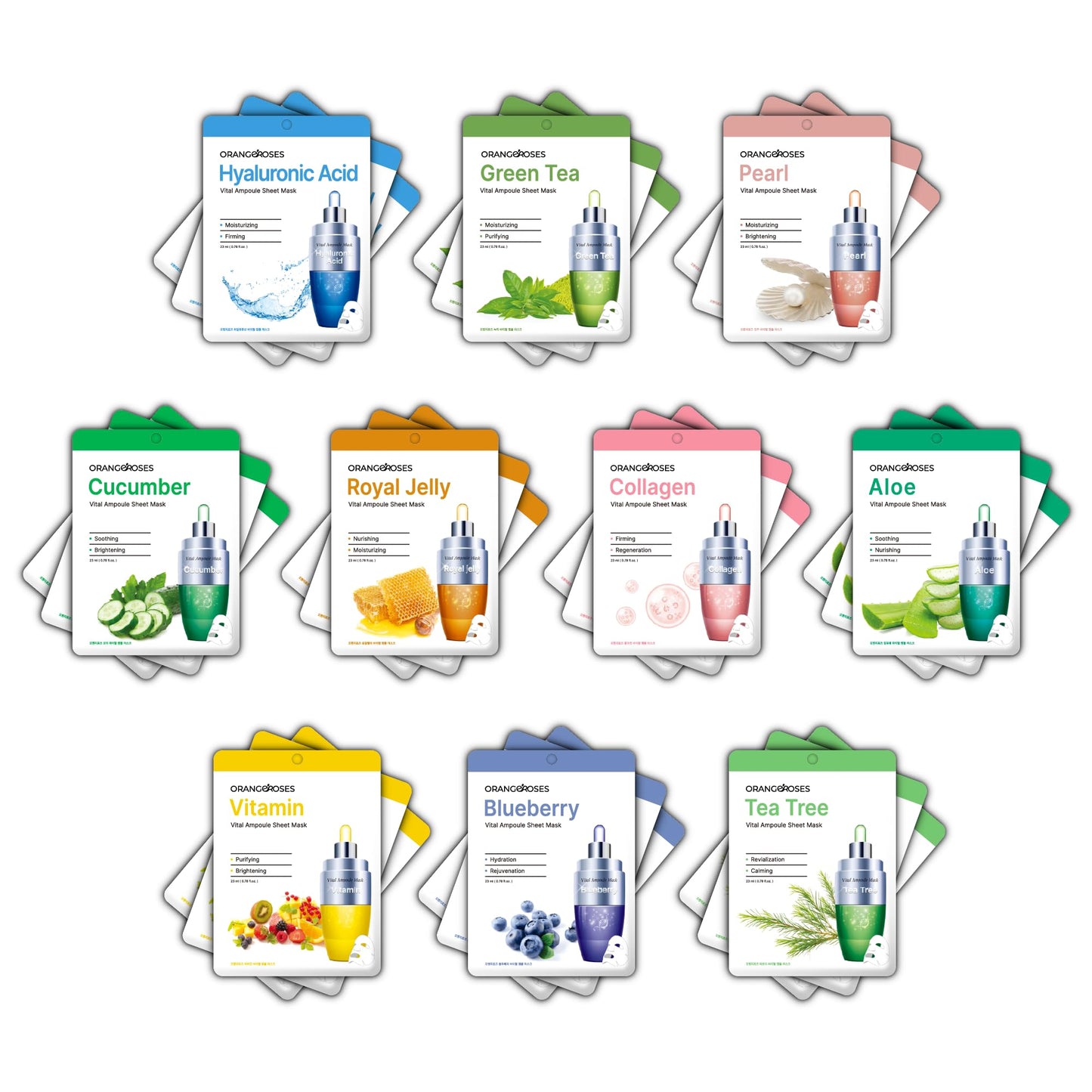 OBS Lab Orangeroses 30-Pc Sheet Mask Combo – Korean Facial Skincare for Moisturization, Wrinkle Care & Brightening | Simple & Effective Routine Beauty & Personal Care OBS lab