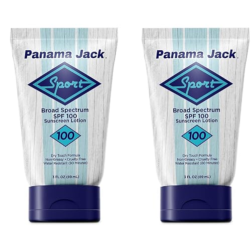 Panama Jack Sport Sunscreen Lotion - SPF 100, Broad Spectrum UVA/UVB Protection, Non-Greasy, PABA, Paraben, Gluten & Cruelty Free, 3 FL OZ (Pack of 2) Beauty & Personal Care Panama Jack