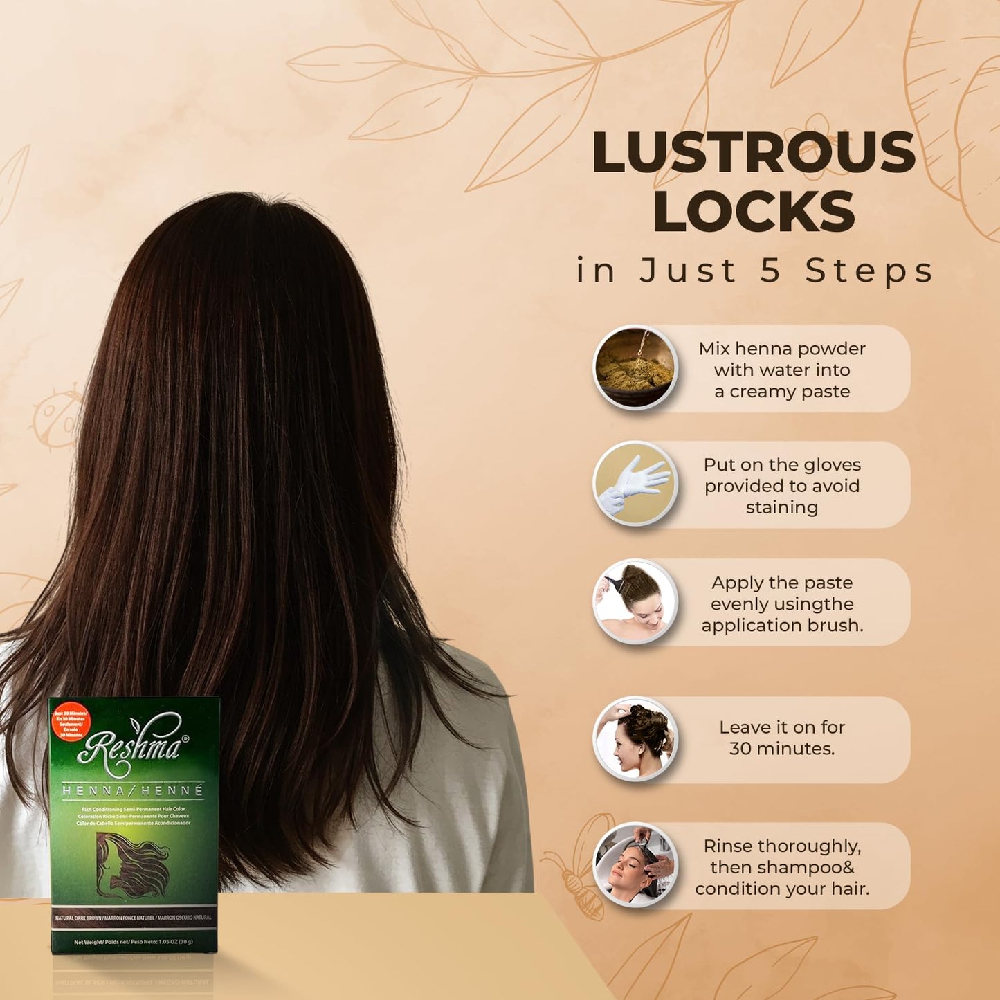 Reshma Beauty 30 Minute Henna Hair Color Infused with Organic Henna Lawsonia Inermis 100% Gray Coverage for Soft, Shiny Hair, Plant-Based Hair Beauty & Personal Care Reshma Beauty