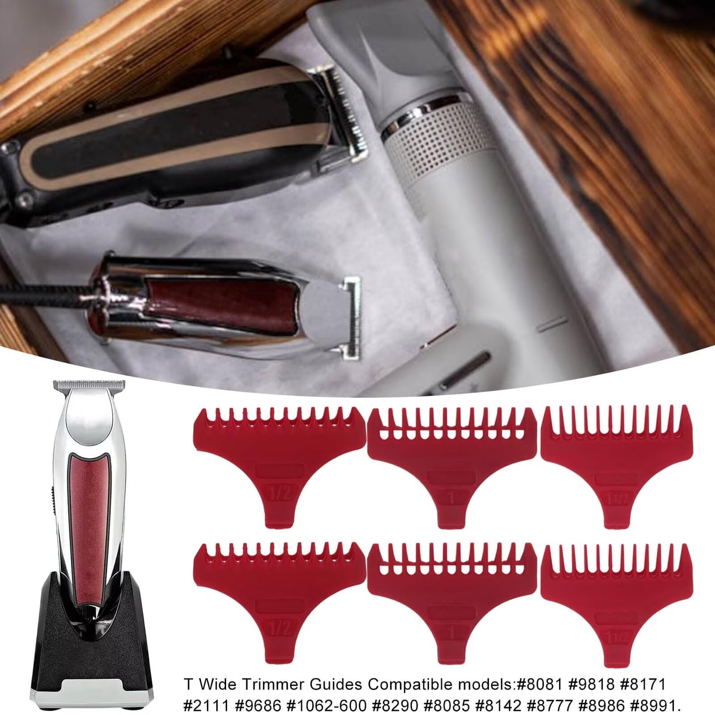 HaeKap Professional Wide Trimmer Guides Replacement Set Fit for Wah l T Blade Guides #3792 - Fits 5 Star Detailer #2215, 6x Cutting Guides Beauty and Personal Care HaeKap