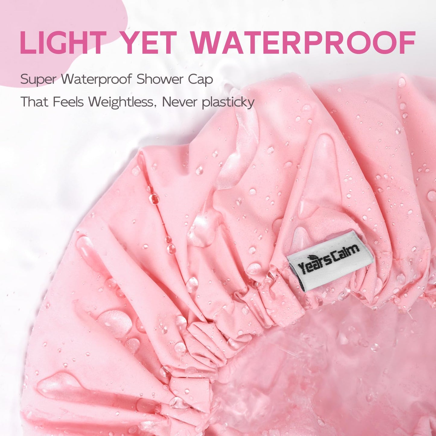 Years Calm Shower Cap for Women Waterproof Reusable - 27g Ultra Lightweight Double-Layer Shower Bonnet, Secure Fit for Long, Curly Hair, Travel & Spa Beauty and Personal Care Years calm