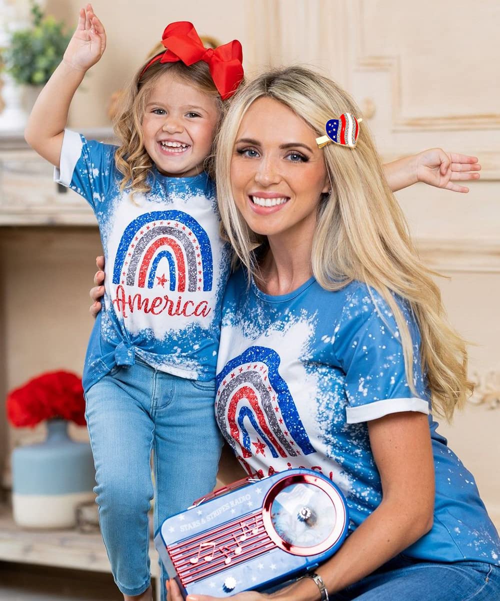 American Flag Hair Clips 4th of July Patriotic Hairpin for Women Rhinestone Heart Star Hair Barrettes Independence Day Hair Accessory Gifts Beauty & Personal Care NVENF