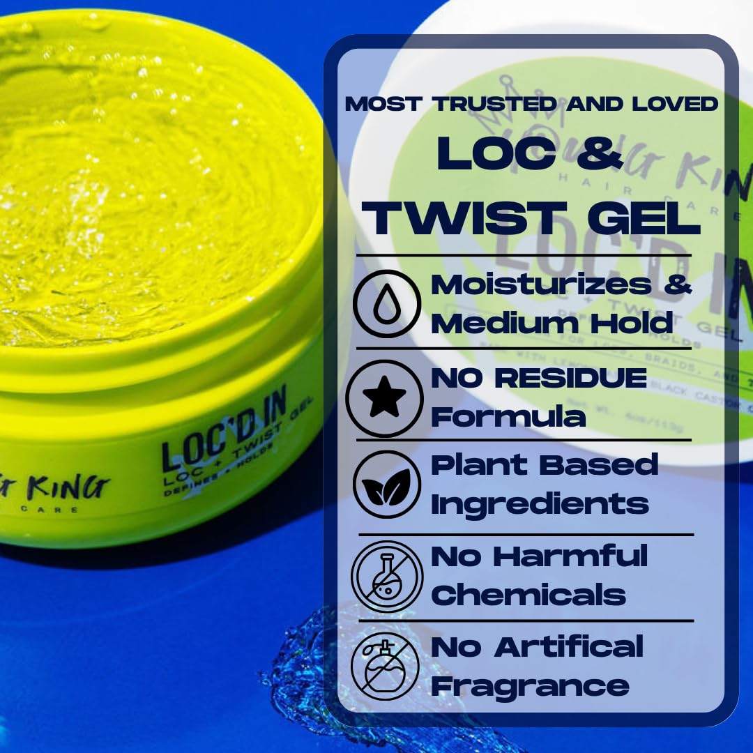 YOUNG KING HAIR CARE Loc & Twist Gel | Strong & Firm Hold, Smooths & Tames Frizz | No Flaking or Residue | Lemongrass and Apple Cider Vinegar | Beauty & Personal Care YOUNG KING HAIR CARE