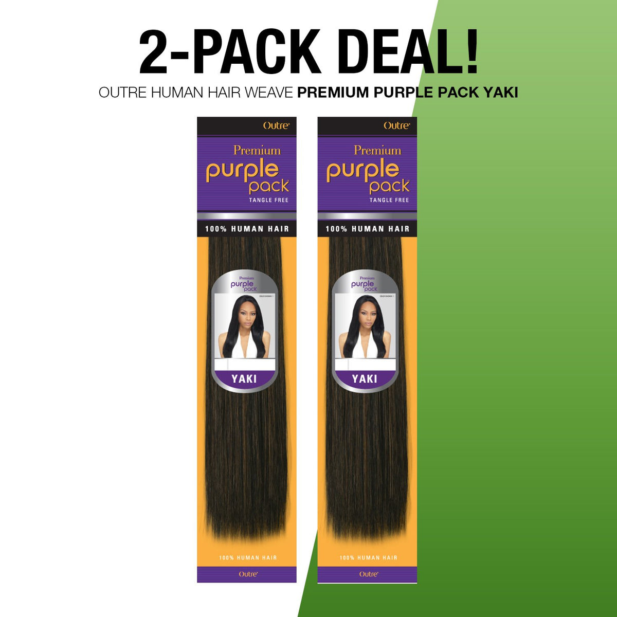 2-PACK DEALS ! Outre Human Hair Weave Premium Purple Pack Yaki (18", 1B)