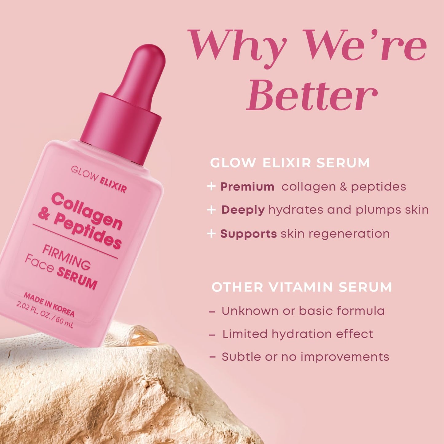 Glow Elixir Collagen & Peptides Face Serum - Firming & Wrinkle Serum for Skin Repair, Fine Lines & Deep Wrinkle Treatment - Dermatologist Tested Anti Beauty & Personal Care Glow Elixir