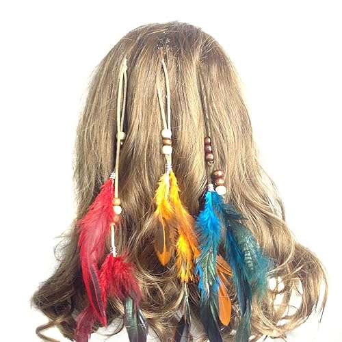 Set of 6 Handmade Boho Hippie Hair Extensions with Feather Clip Comb Hairpin Headdress DIY Accessories for Women Lady Beauty & Personal Care Fodattm