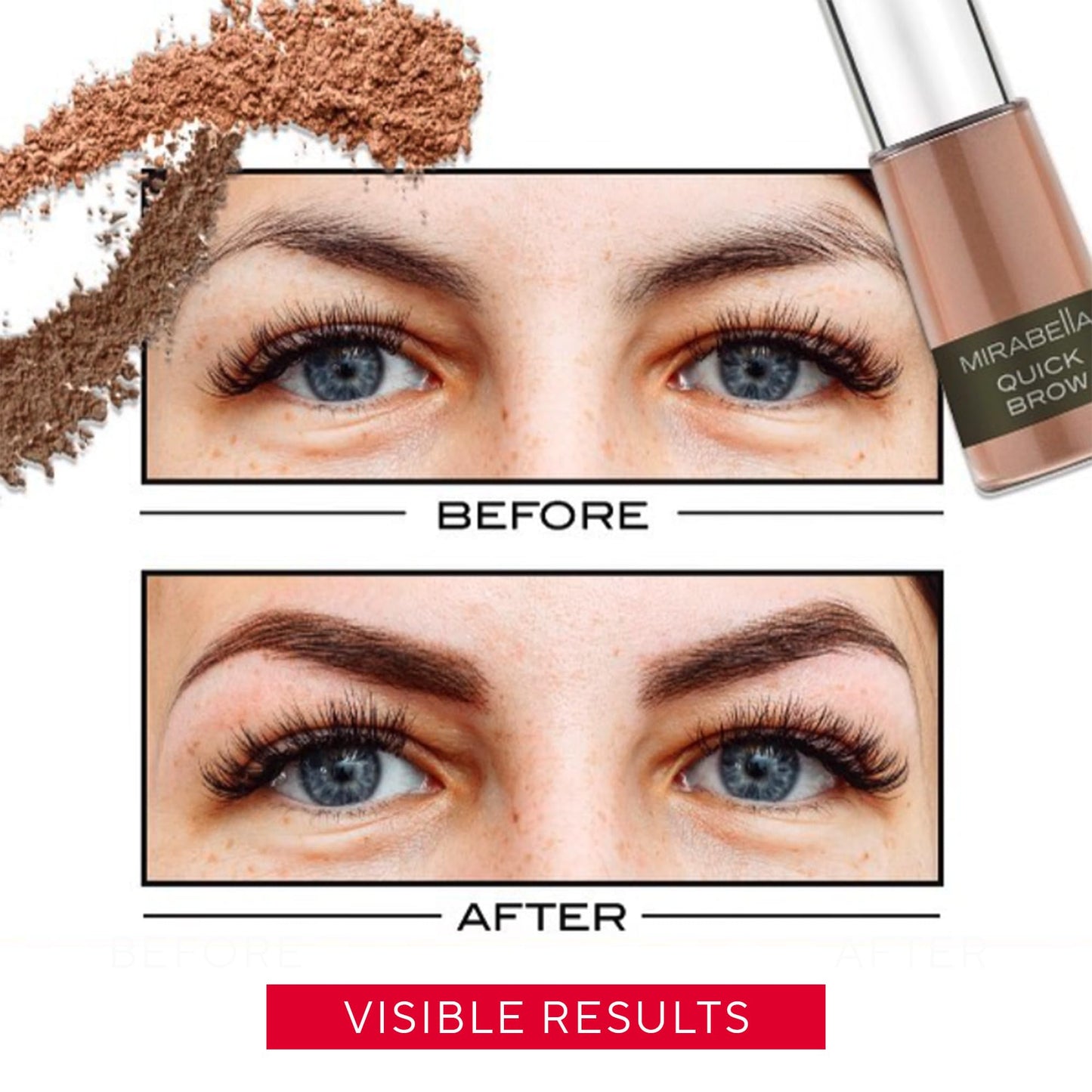 Mirabella Quick Brow Powder - Long-Lasting Eyebrow Filler & Brow Tint for Natural, Full Brows - Waterproof, Buildable Eyebrow Powder Kit & Brow… Beauty & Personal Care Mirabella