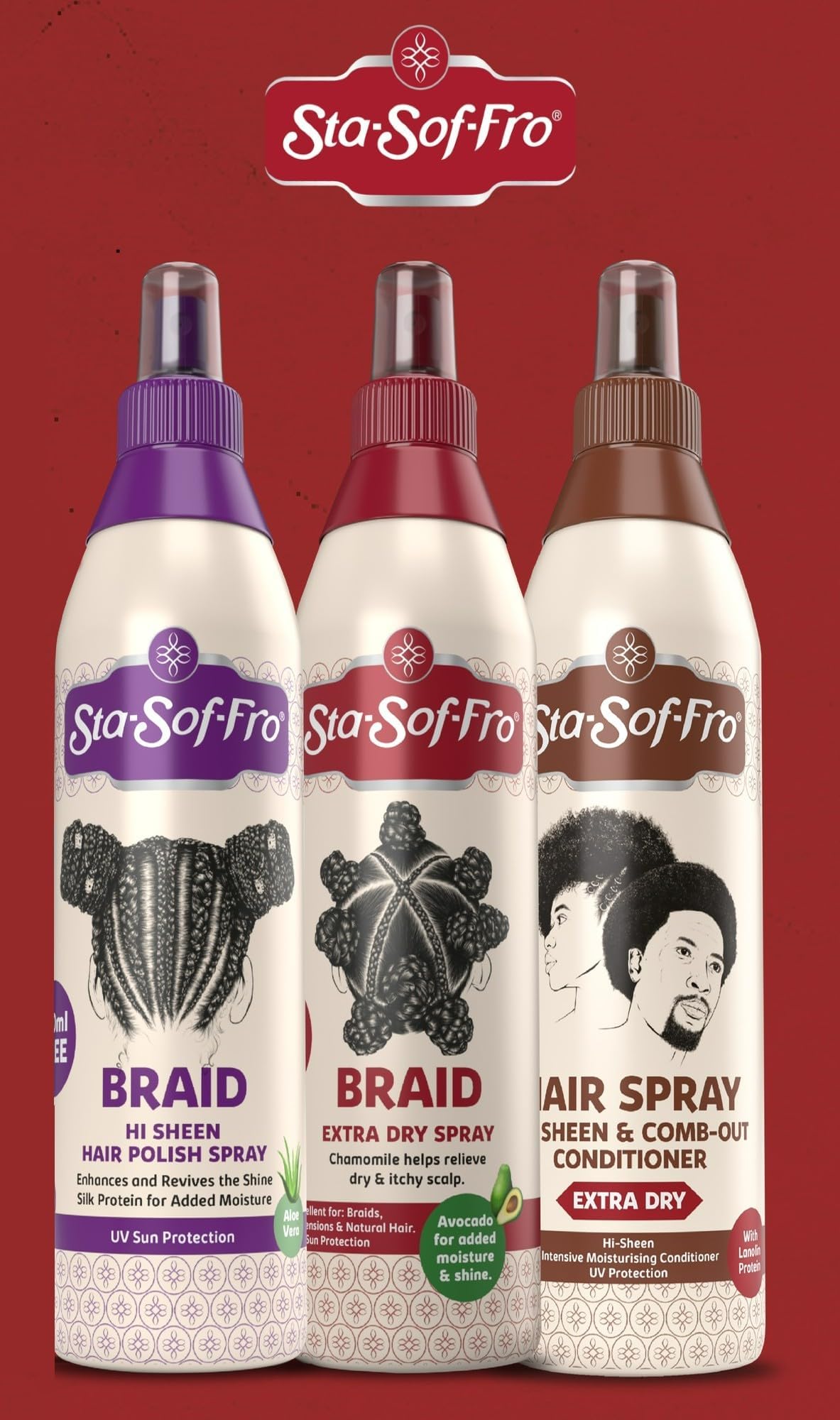 SoftSheen-Carson Sta-Sof-Fro Hair & Scalp Spray Comb Out Conditioner with Lanolin, Extra Dry, 8 fl oz, Brown Beauty & Personal Care Sta-Sof-Fro