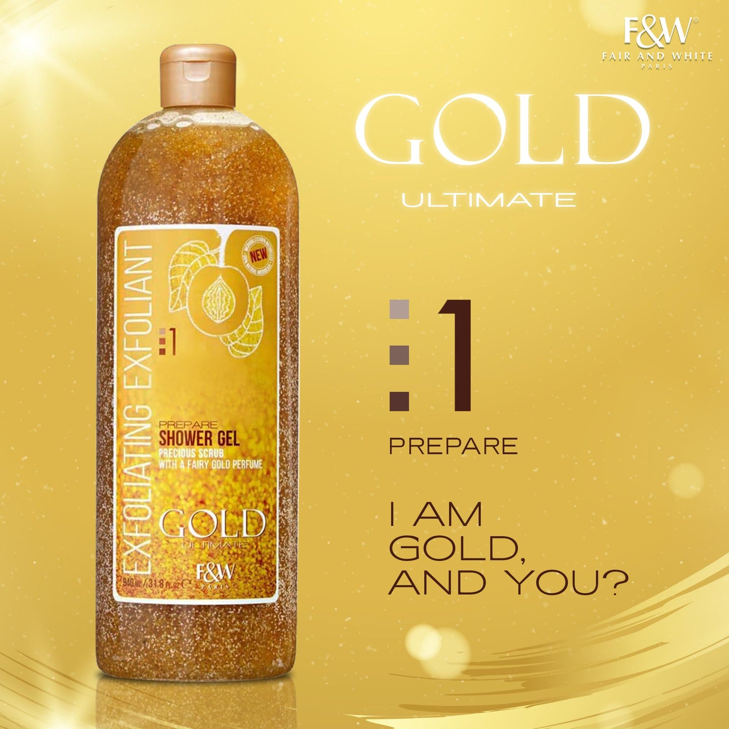 FAIR & WHITE Gold Precious Scrub Exfoliating Body Wash 31.8 fl. oz. / 940 ml Beauty & Personal Care FAIR & WHITE
