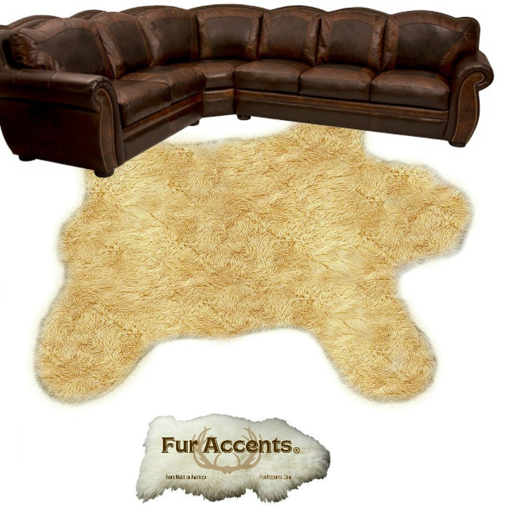Large Bear Skin Area Throw Rug - Luxury Soft Faux Fur - Available in 6 Colors - Ultra Suede Lining - Fur Accents Original - USA (8'x10', Tan) Beauty and Personal Care Fur Accents