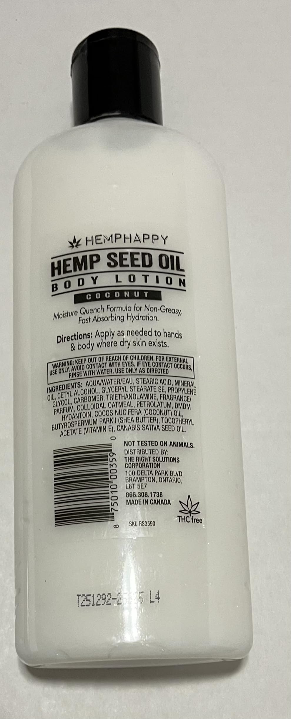 HEMPHAPPY Hemp Seed Oil Body Lotion, Coconut Scent, Moisture Quench Formula, Non-Greasy Fast Absorbing Hydration, 12 FL OZ Beauty & Personal Care HEMPHAPPY
