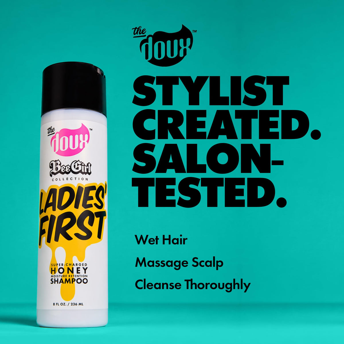 The Doux LADIES FIRST Honey Shampoo, Moisturizing Curl Cleanser, 8 oz