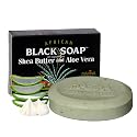 Madina African Black Soap Bar - Shea Butter, Aloe Vera, Moisturizing, Gentle Exfoliating, 100% Vegetable-Based, For All Skin Types, Face & Body Beauty & Personal Care Madina