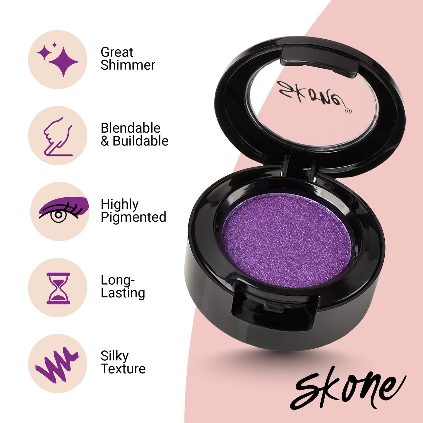 Skone Cosmetics Gems Eye Shadow, Highly Pigmented, Longwear Eye Makeup, Single Eyeshadow with Pro Shimmery Finish - Ultra-Blendable, Slightly Shimmer Beauty & Personal Care Skone