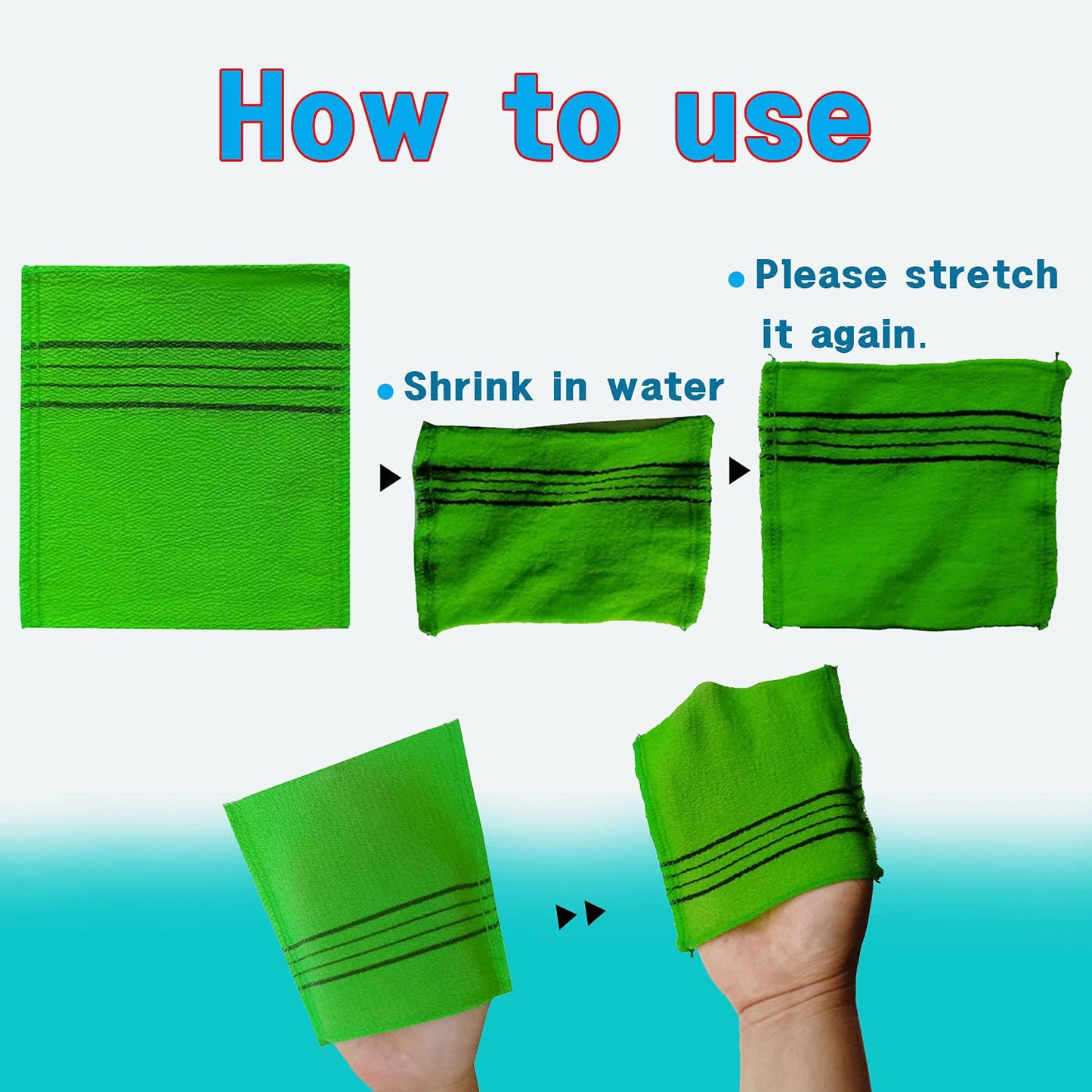 NOPIGO Korean Asian Exfoliating Bath Washcloth Mitt for Remove Dead Skin.Exfoliating Body Scrubber.Exfoliating Gloves for Body Scrub (Green2 Red2) Beauty and Personal Care NOPIGO