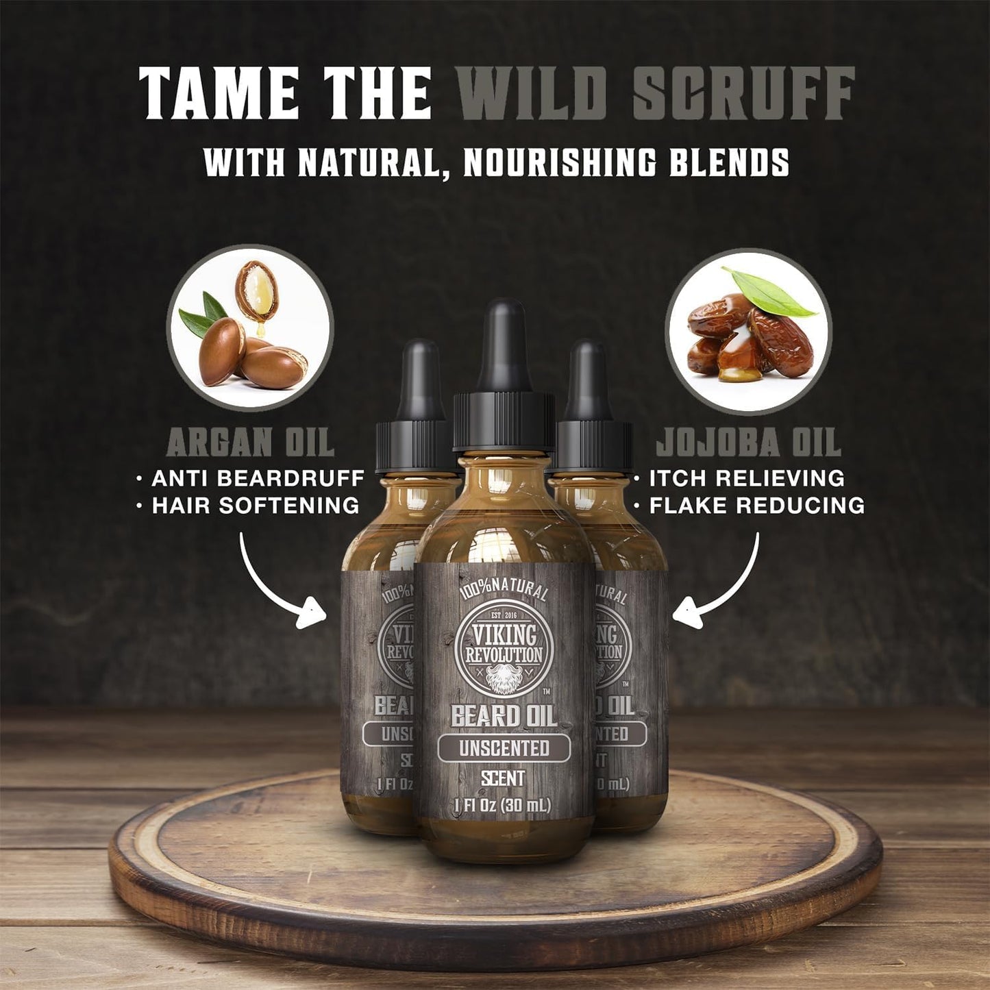 Viking Revolution Beard Oil for Men - Unscented - Natural Mens Beard Oil with Argan Oil and Jojoba Oil - Beard Softener, Strengthens and Moisturizes Beauty & Personal Care Viking Revolution