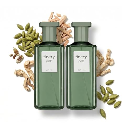 Fine'ry Jungle Santal Hair + Body Fragrance Fine Mist Spray | Earthy Woody Scent with Papyrus Wood, Indian Cardamom, Black Oolong Tea, Vegan Beauty & Personal Care Fine'ry