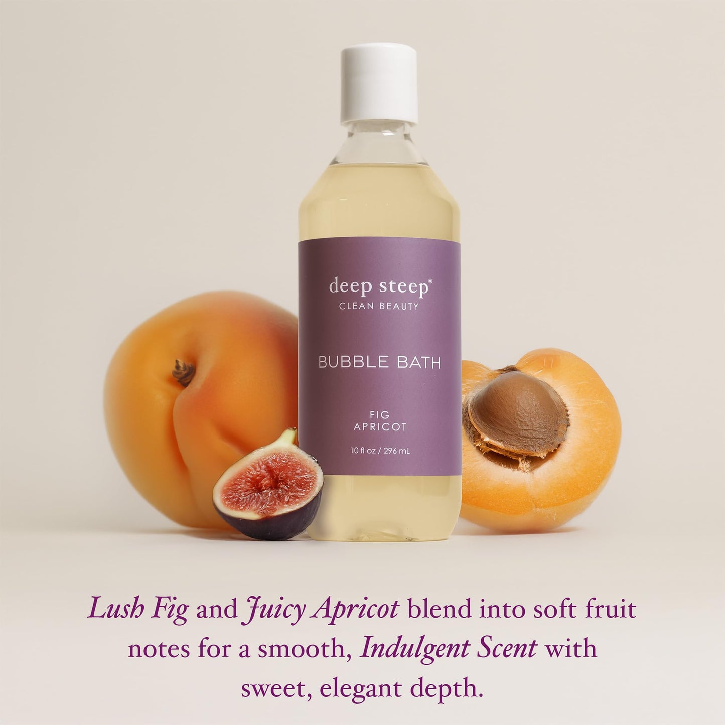 Deep Steep Bubble Bath, Fig Apricot, 10 oz - Soothing Soak with Shea Butter, Argan Oil, Aloe Vera & Coconut Oil - Vegan, Sulfate-Free, PH-Balanced Beauty and Personal Care Deep Steep