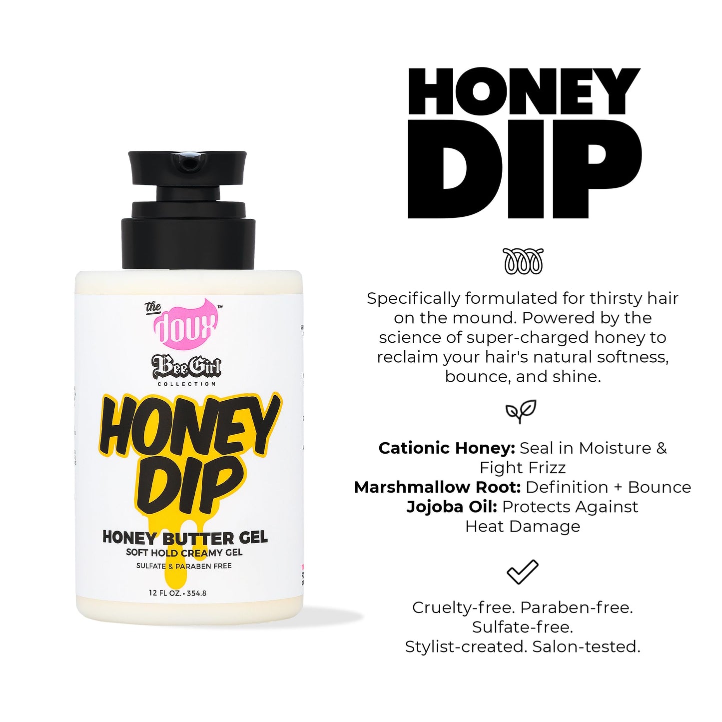 Bee Girls Honey Dip Honey Butter Gel for Curly Hair - Moisturizing Gel with Strong Hold, Shine & Frizz Control For Styling - Curl Product for Women Beauty & Personal Care The Doux