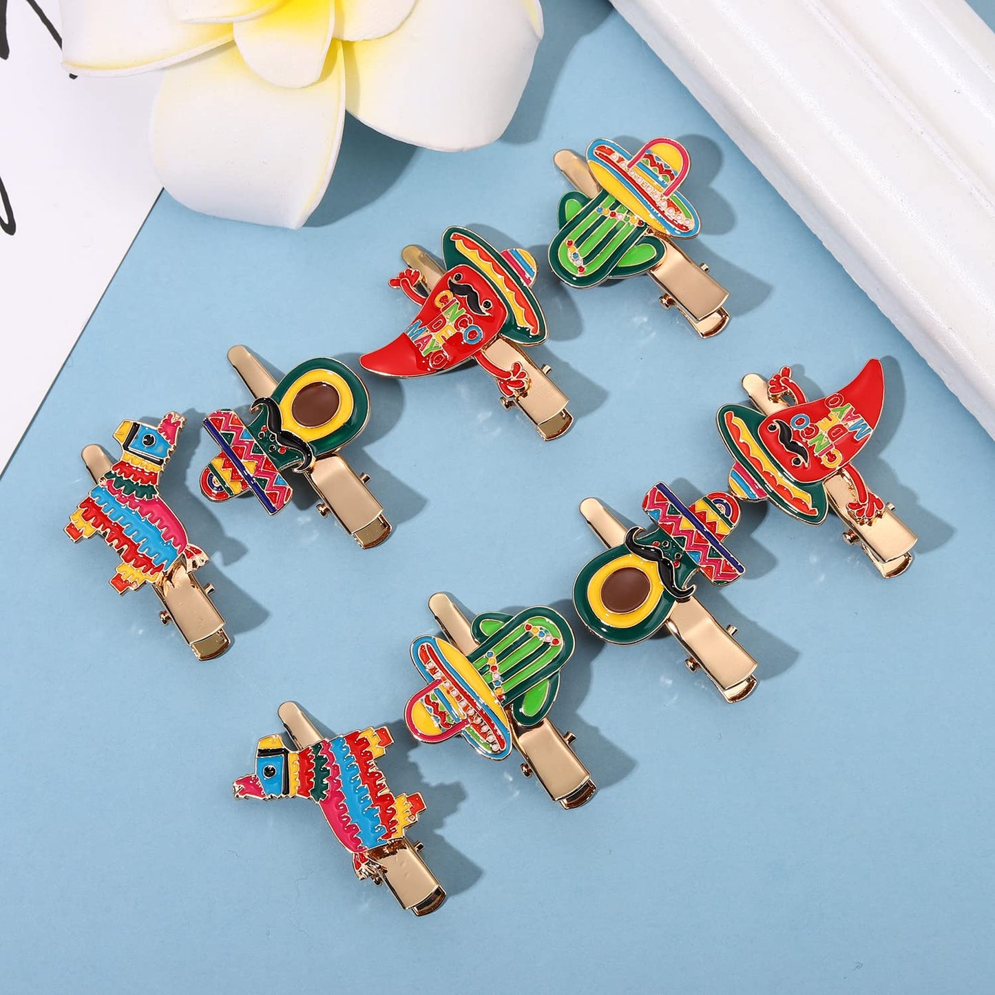 8PCS Mexican Fiesta Hair Clips for Women, Cinco De Mayo Hairpins Colorful Chili Cactus Pinata Sombrero Hair Clip Mexican Hair Accessories Holiday Beauty & Personal Care mokkia