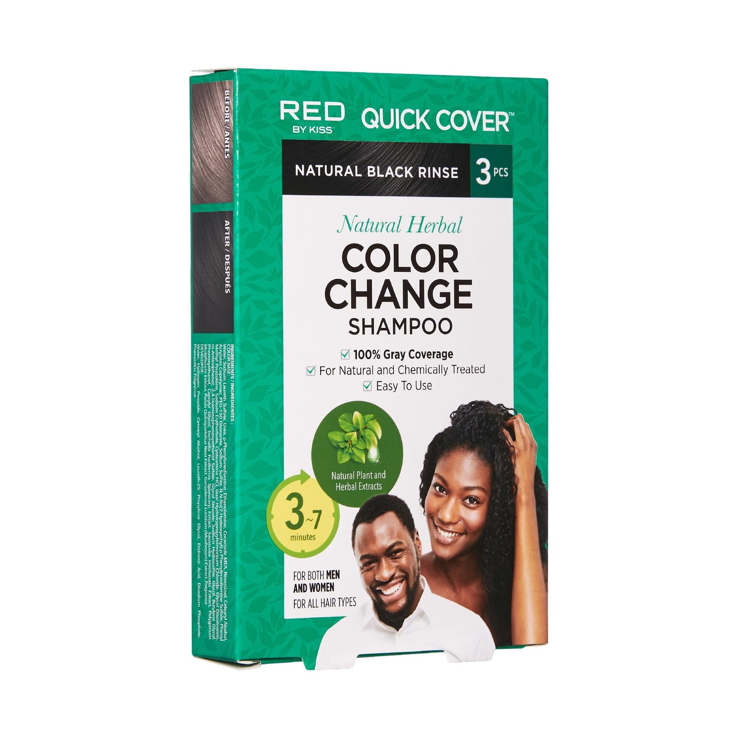 Red by Kiss Color Change Shampoo - Permanent Hair Color with 100% Gray Coverage, Quick 7-10 Minute Formula, No Tools Needed, Herbal Extracts, Includes Beauty & Personal Care Red by Kiss