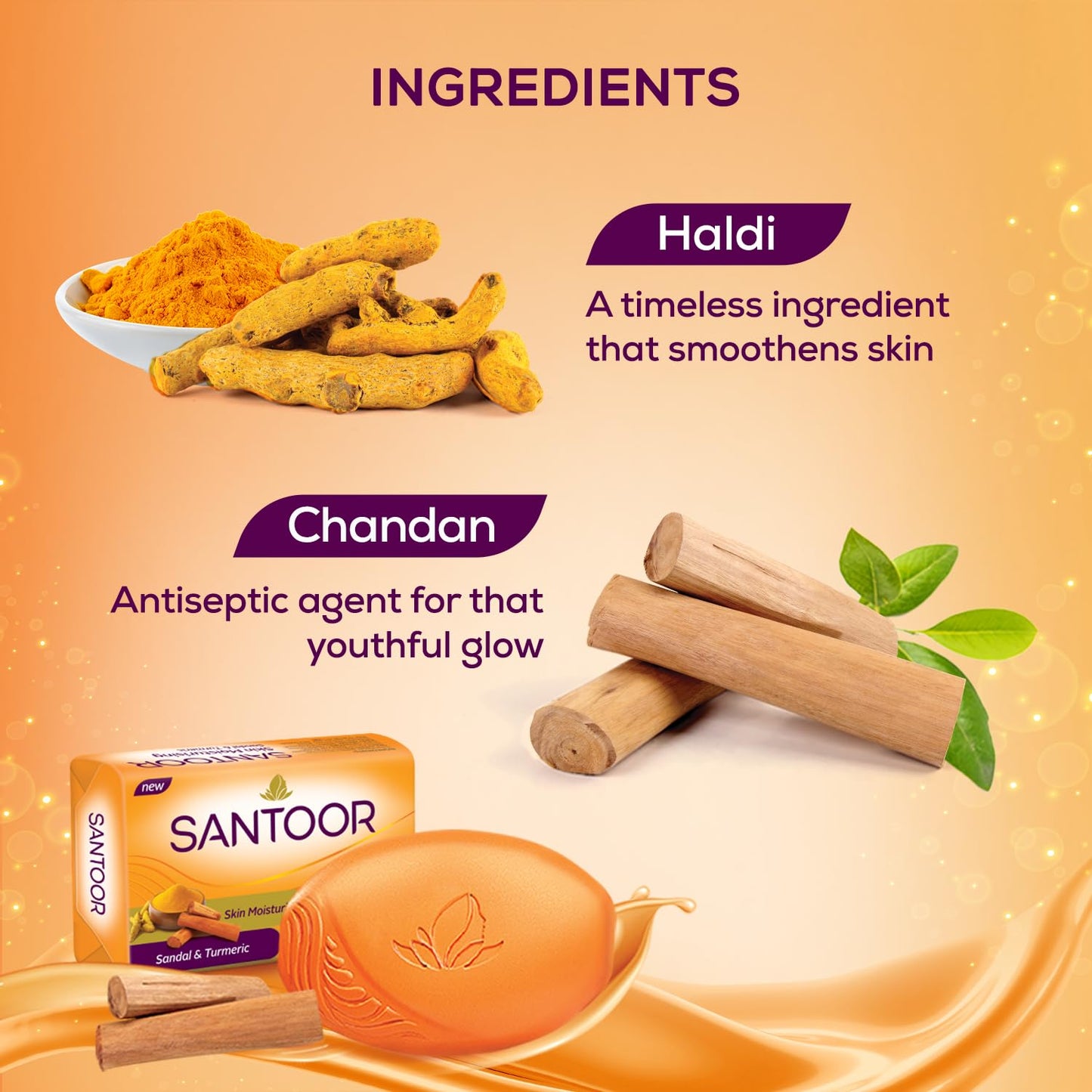 Santoor Soap with Sandal And Turmeric - Pack of 4 soaps (125g each) Beauty & Personal Care Santoor