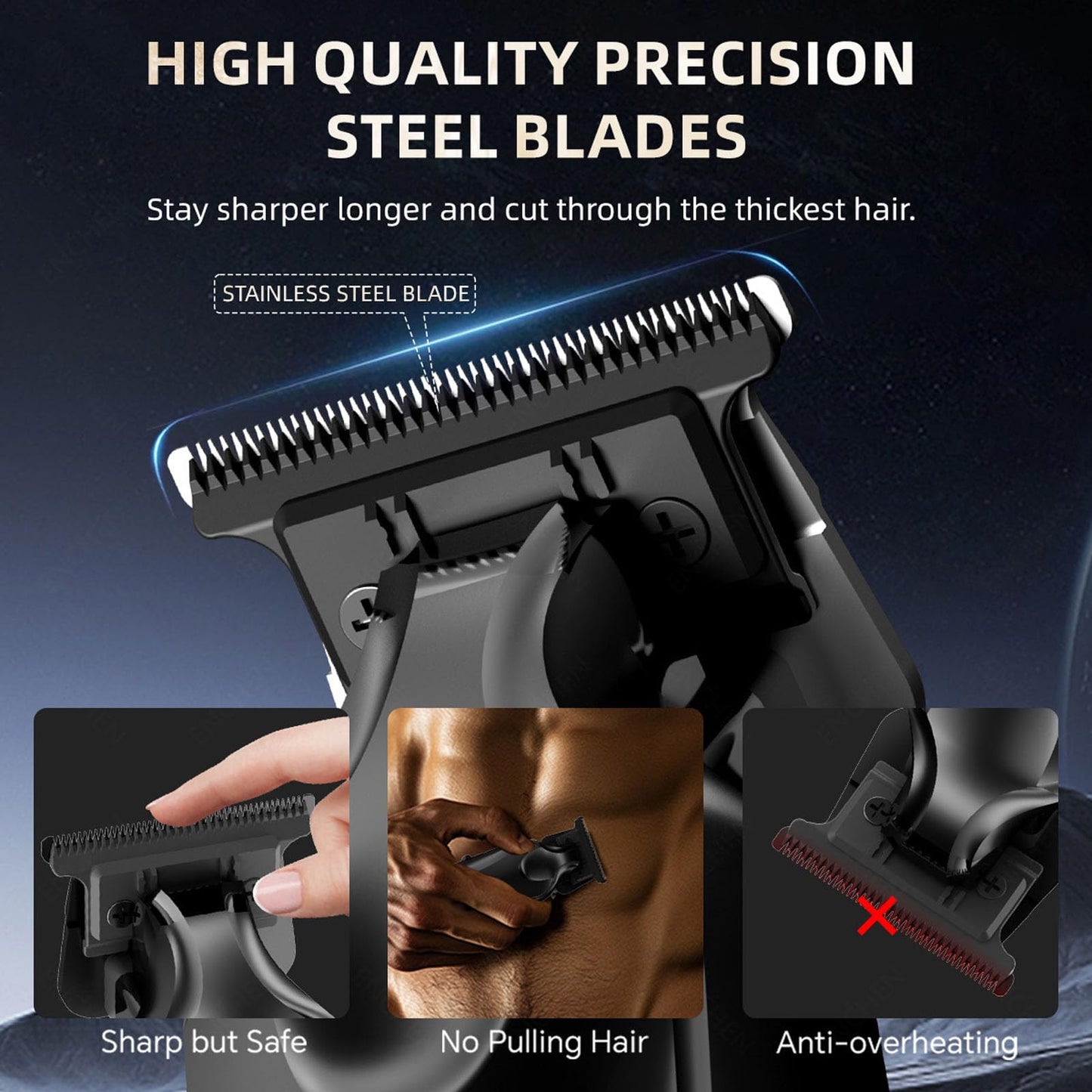 Jelquix Rechargeable Hair Trimmer, Multifunctional Electric Hair Clipper for Men, Cordless Operation Compact Travel Design Clipper for Business Trip Beauty and Personal Care Jelquix