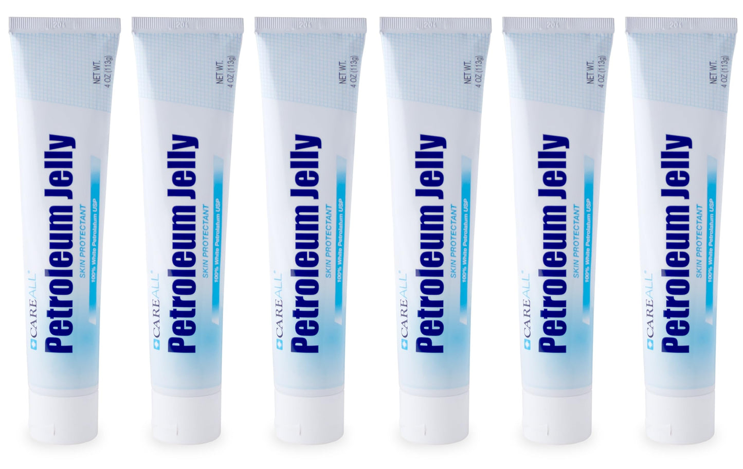 CareALL Petroleum Jelly 4 Oz. Tube (6 Pack), Unscented, 100% Pure White Petrolatum Jelly USP, Moisturizer for Dry Cracked Skin and Lips, Protectant Beauty & Personal Care CareAll